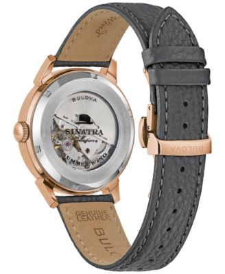 Men's Frank Sinatra Summer Wind Automatic Gray Leather Strap Watch 40mm