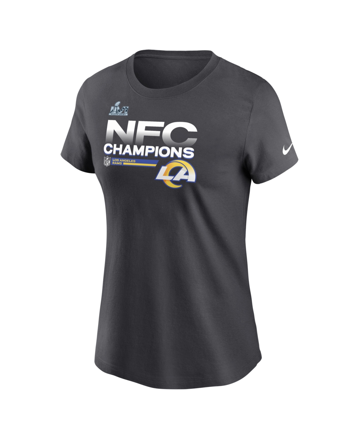 Nike Women's  Los Angeles Rams Nfc Champions Trophy Collection T-shirt In Anthracite