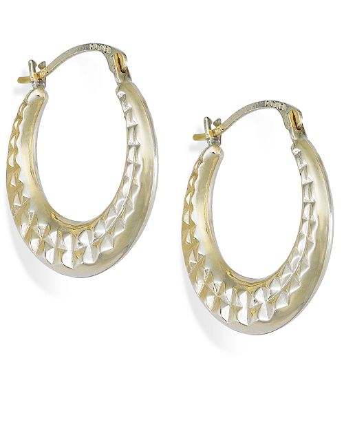 Macy's Diamond-Cut Hoop Earrings in 10k Gold, 15mm & Reviews - Earrings ...