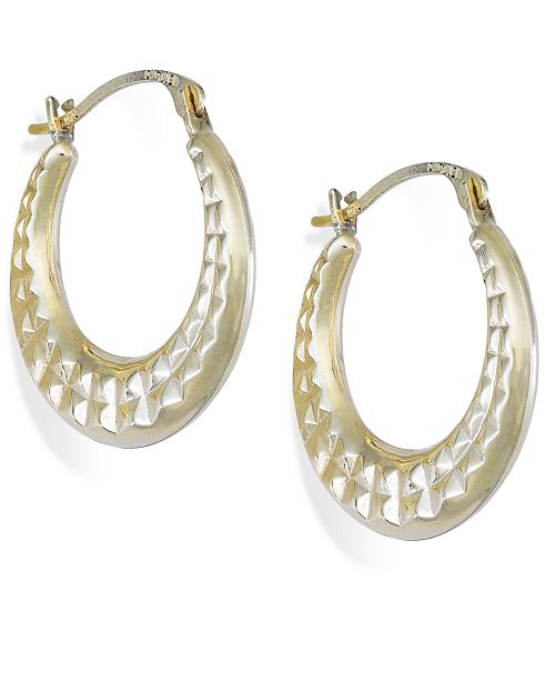 Macy's DiamondCut Hoop Earrings in 10k Gold, 15mm & Reviews Earrings