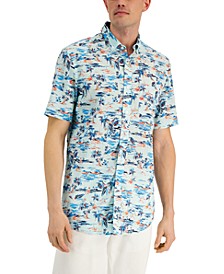Men's Regular-Fit Textured Tropical-Print Shirt, Created for Macy's 