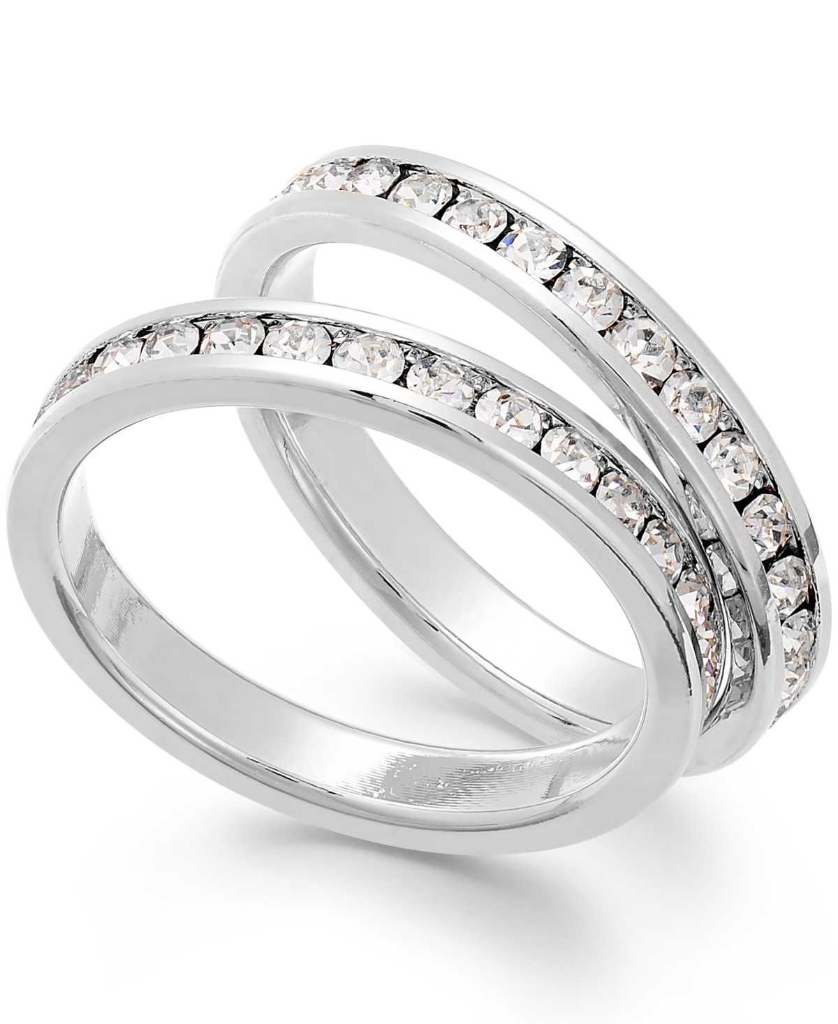 Charter Club Glass Stone Ring Duo in FinePlate or Gold Plate - Silver