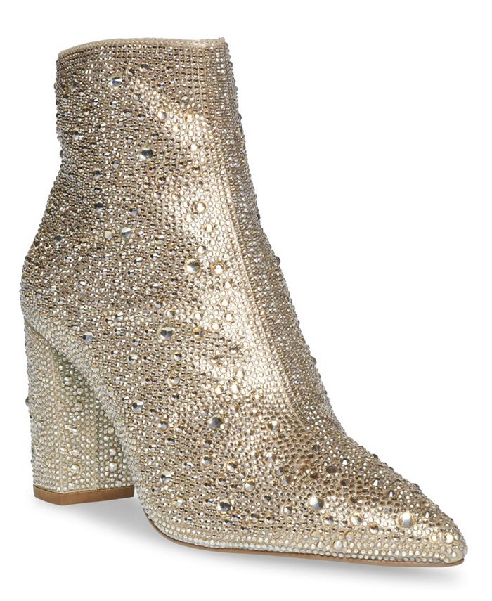 Glitter Ankle Boots High Block Heel Zipper Pointy Toe Casual Women's Party Shoes 