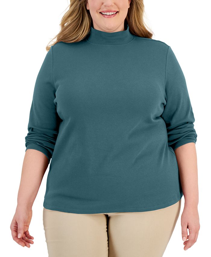 Karen Scott Plus Size Mock-Neck Top, Created for Macy's & Reviews ...