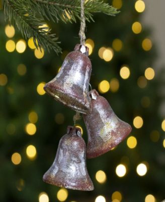 5" Silver and Brown String of Bells Glass Christmas Ornament