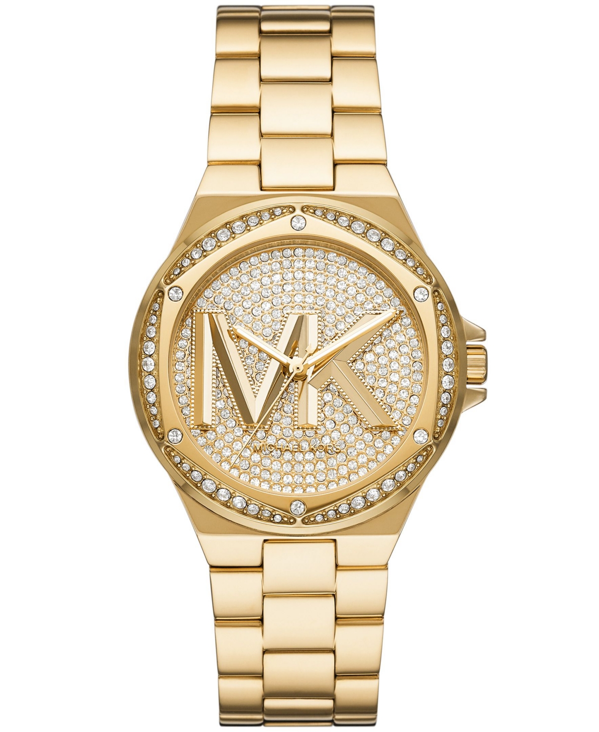Michael Kors Women's Lennox Three Hand Gold-tone Stainless Steel Bracelet Watch 37mm