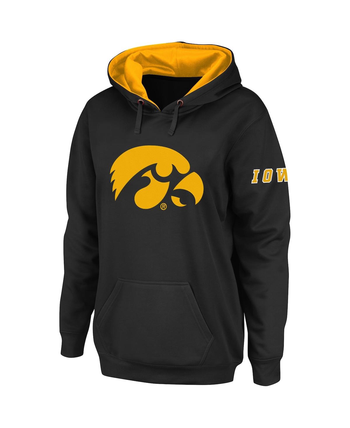 Women's Stadium Athletic Black Iowa Hawkeyes Big Logo Pullover Hoodie - Black