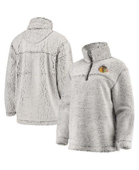 Женские свитеры G-III 4Her by Carl Banks Women's Gray Chicago Blackhawks Sherpa Quarter-Zip Pullover Jacket
