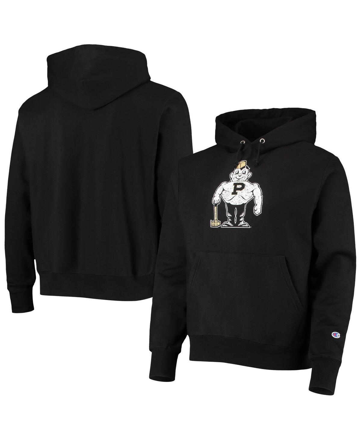 Men's Champion Black Purdue Boilermakers Vault Logo Reverse Weave Pullover Hoodie