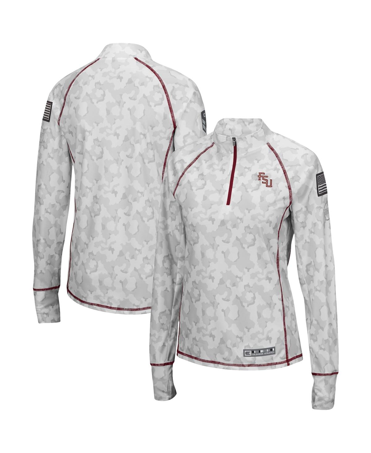Women's Colosseum White Florida State Seminoles Oht Military-Inspired Appreciation Officer Arctic Camo 1/4-Zip Jacket - White