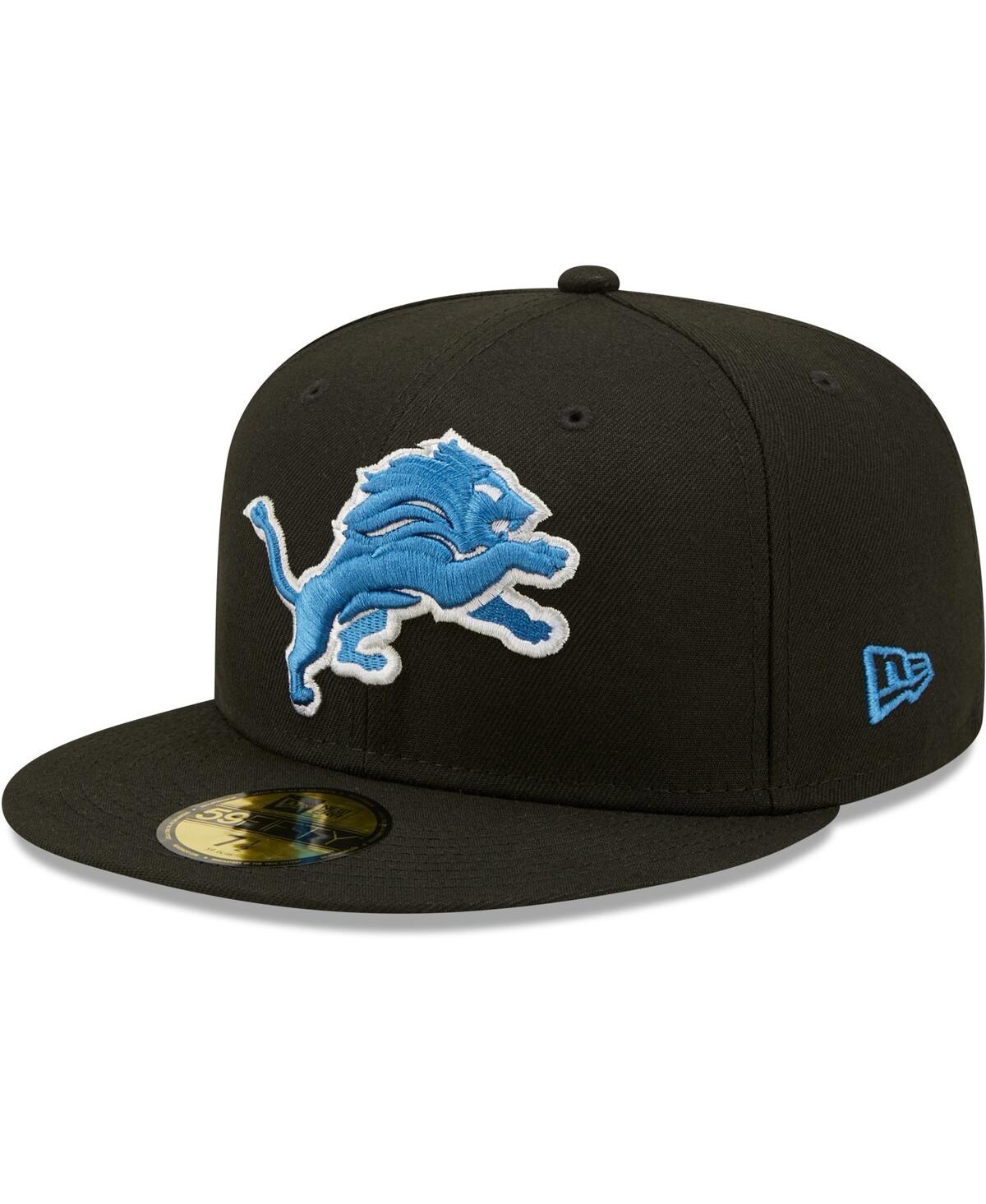 Men's New EraDetroit Lions Omaha Team 59Fifty Fitted Hat - Black