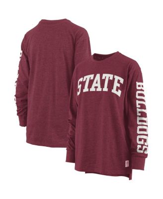 Women's Maroon Mississippi State Bulldogs Two-Hit Canyon Long Sleeve T-shirt