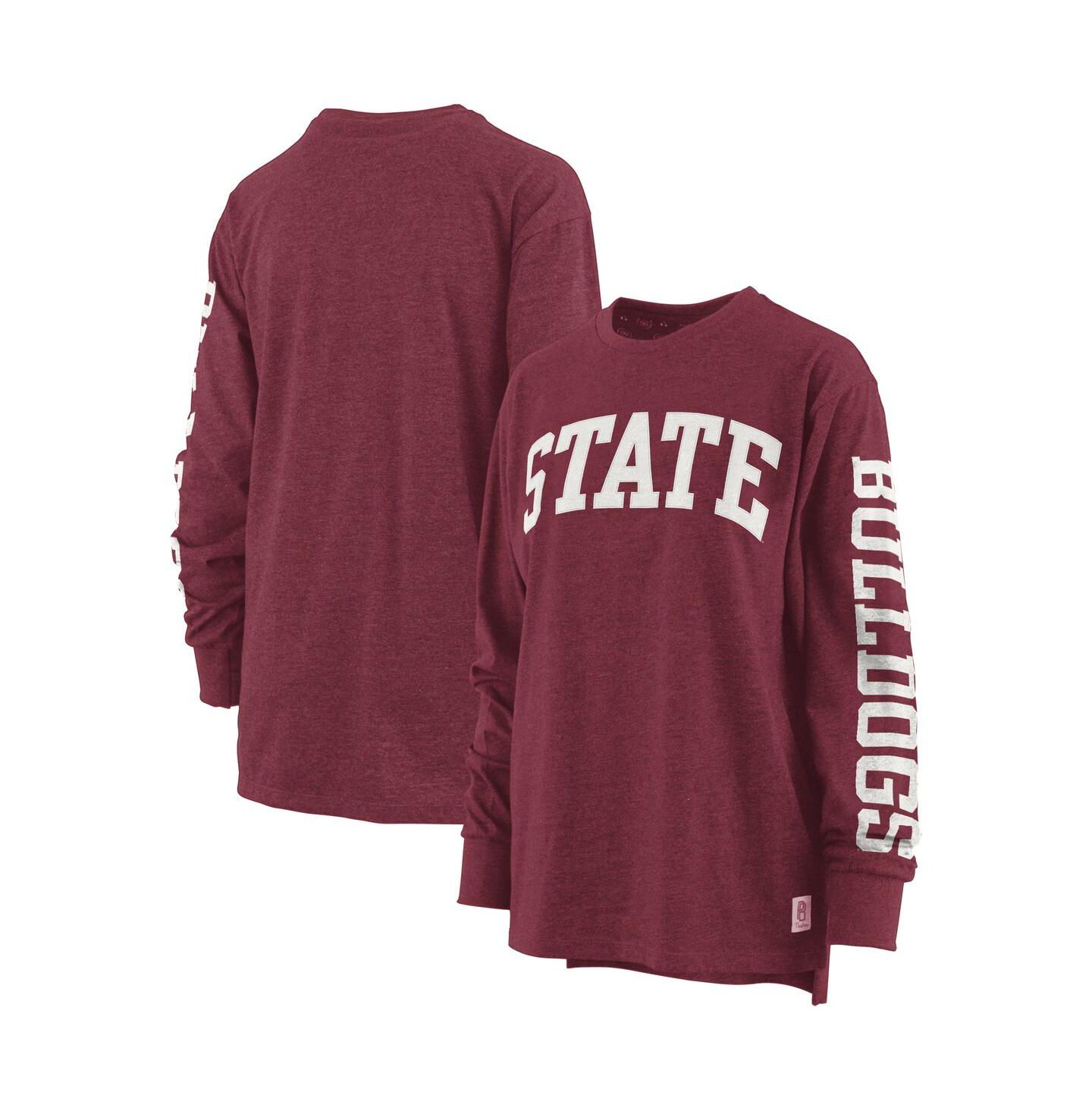 Женская футболка Pressbox Maroon Mississippi State Bulldogs Two-Hit Canyon Long Sleeve — фото 2