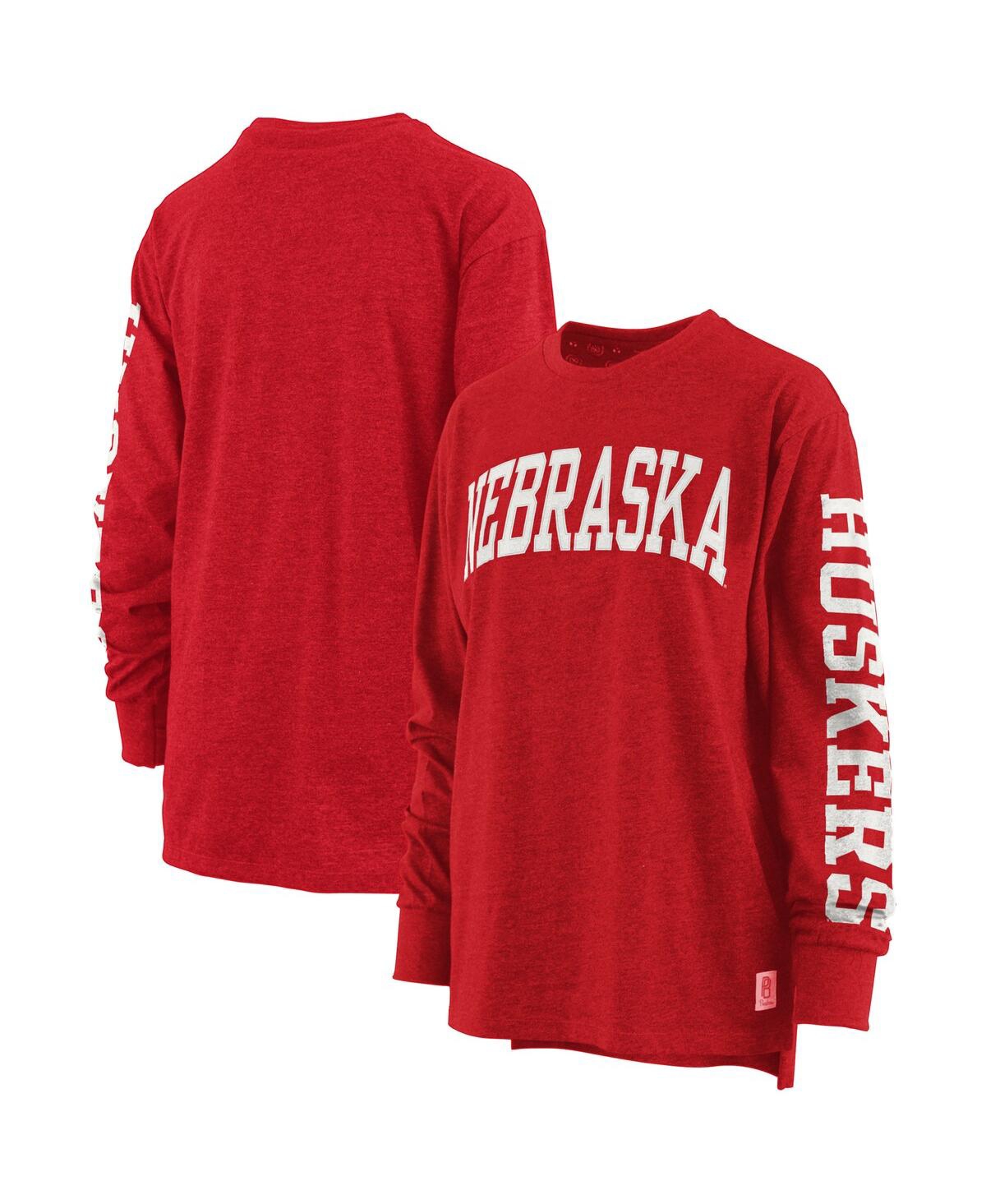 Women's PressboxNebraska Huskers Plus Size Two-Hit Canyon Long Sleeve T-shirt - Scarlet