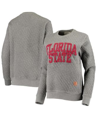 Women's Heathered Gray Florida State Seminoles Moose Applique Quilted Pullover Sweatshirt