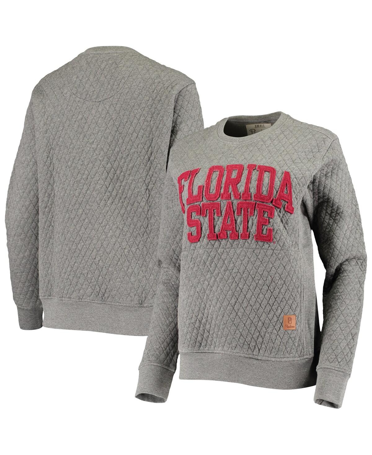 Women's PressboxFlorida State Seminoles Moose Applique Quilted Pullover Sweatshirt - Heathered Gray