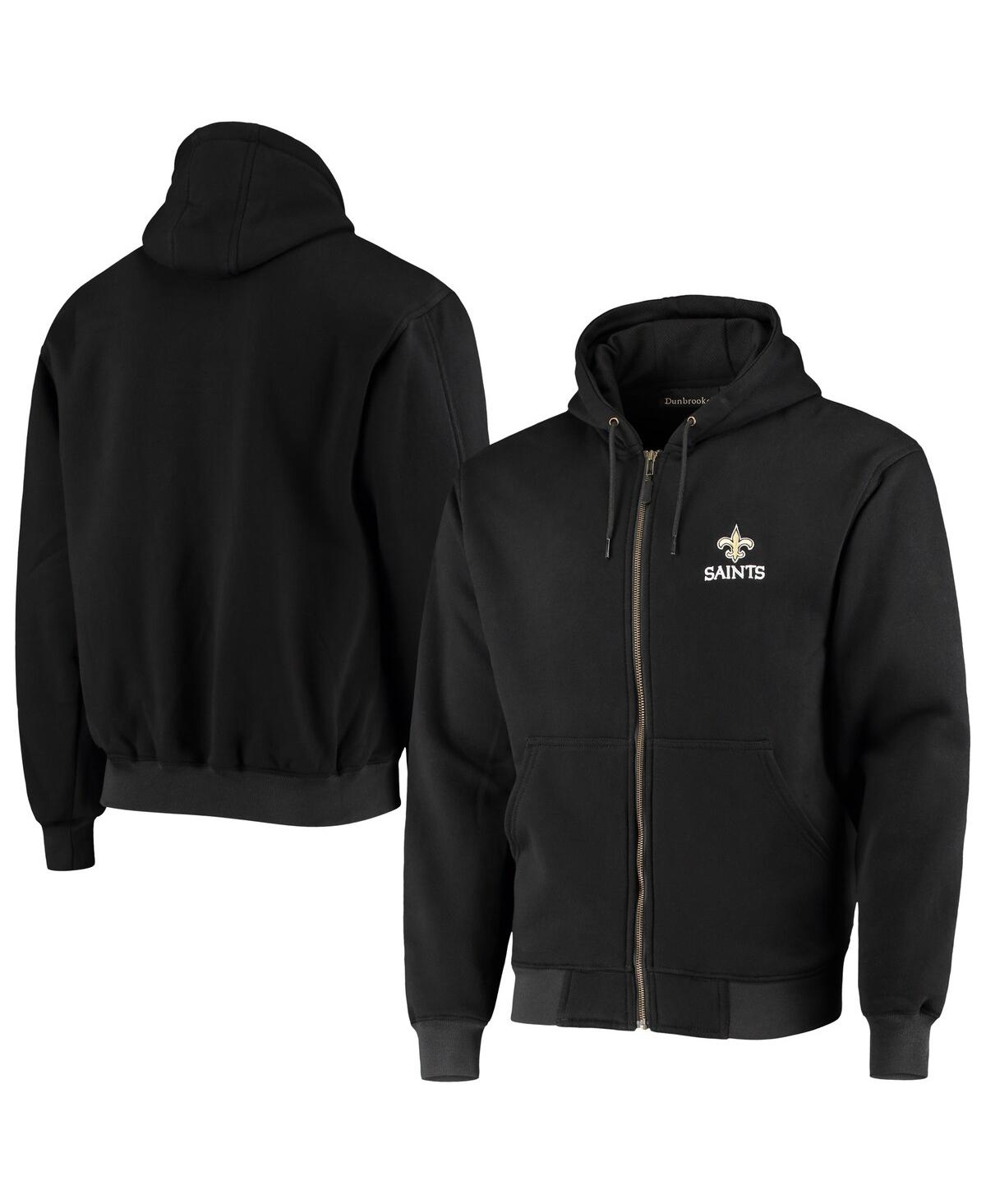 DUNBROOKE MEN'S DUNBROOKE BLACK NEW ORLEANS SAINTS CRAFTSMAN THERMAL-LINED FULL-ZIP HOODIE 