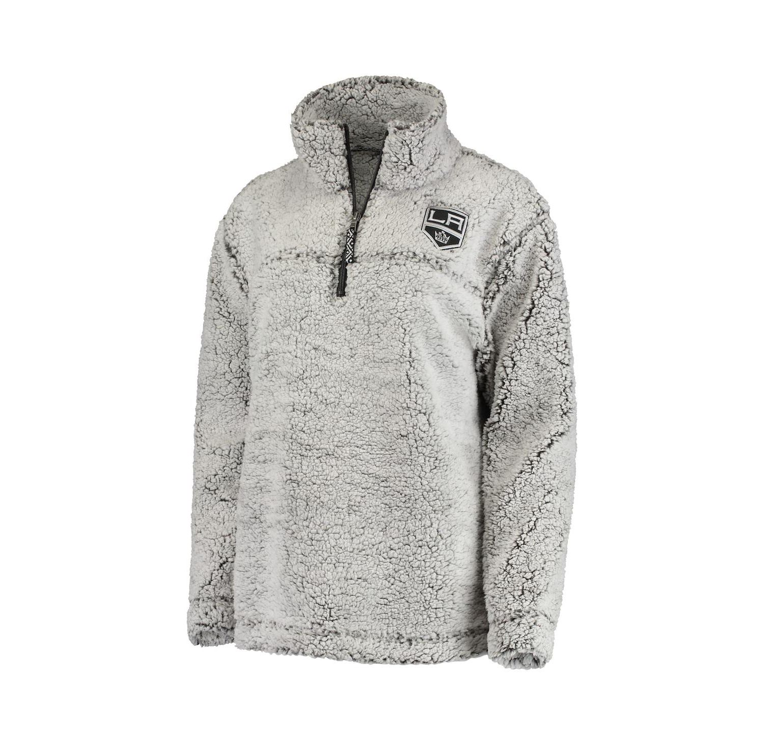 Women's Gray Los Angeles Kings Sherpa Quarter-Zip Pullover Jacket