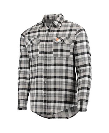 Men's Antigua Black/White San Francisco Giants Ease Flannel Button-Up Long Sleeve Shirt Size: Small