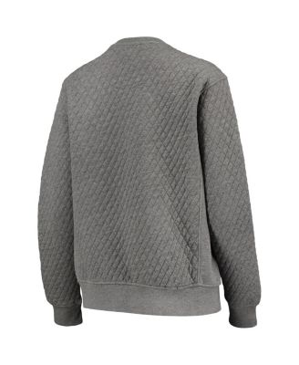 Women's Heathered Gray Kansas Jayhawks Moose Applique Quilted Crewneck Sweatshirt