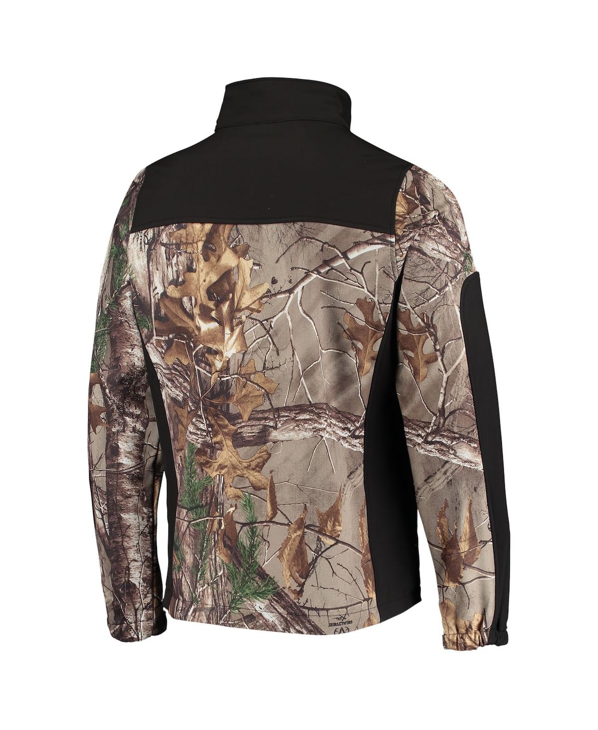DUNBROOKE MEN'S DUNBROOKE REALTREE CAMO AND BLACK CHICAGO BEARS CIRCLE HUNTER SOFTSHELL FULL-ZIP JACKET 
