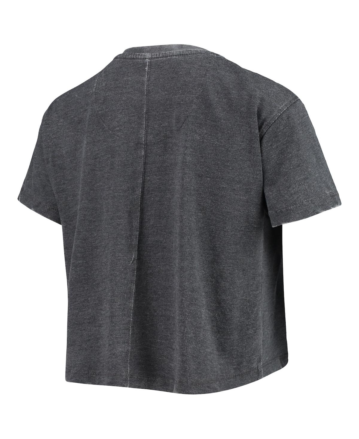 Women's PressboxWisconsin Badgers Edith Vintage-Like Burnout Crop T-shirt - Heathered Black