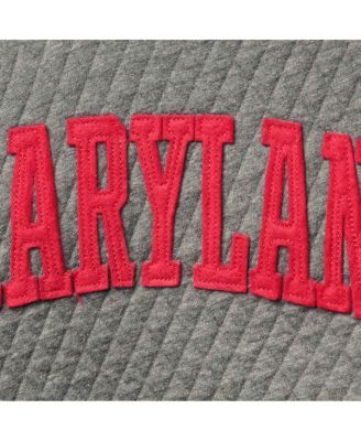 Women's Heathered Gray Maryland Terrapins Moose Applique Quilted Pullover Sweatshirt