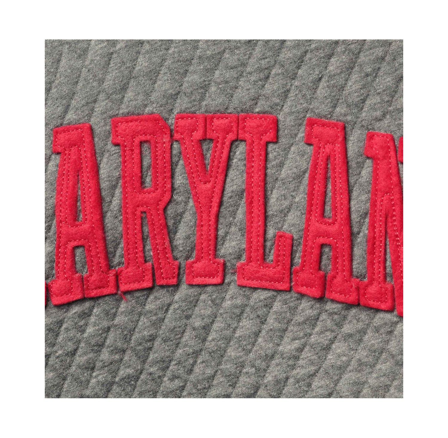 Women's Heathered Gray Maryland Terrapins Moose Applique Quilted Pullover Sweatshirt