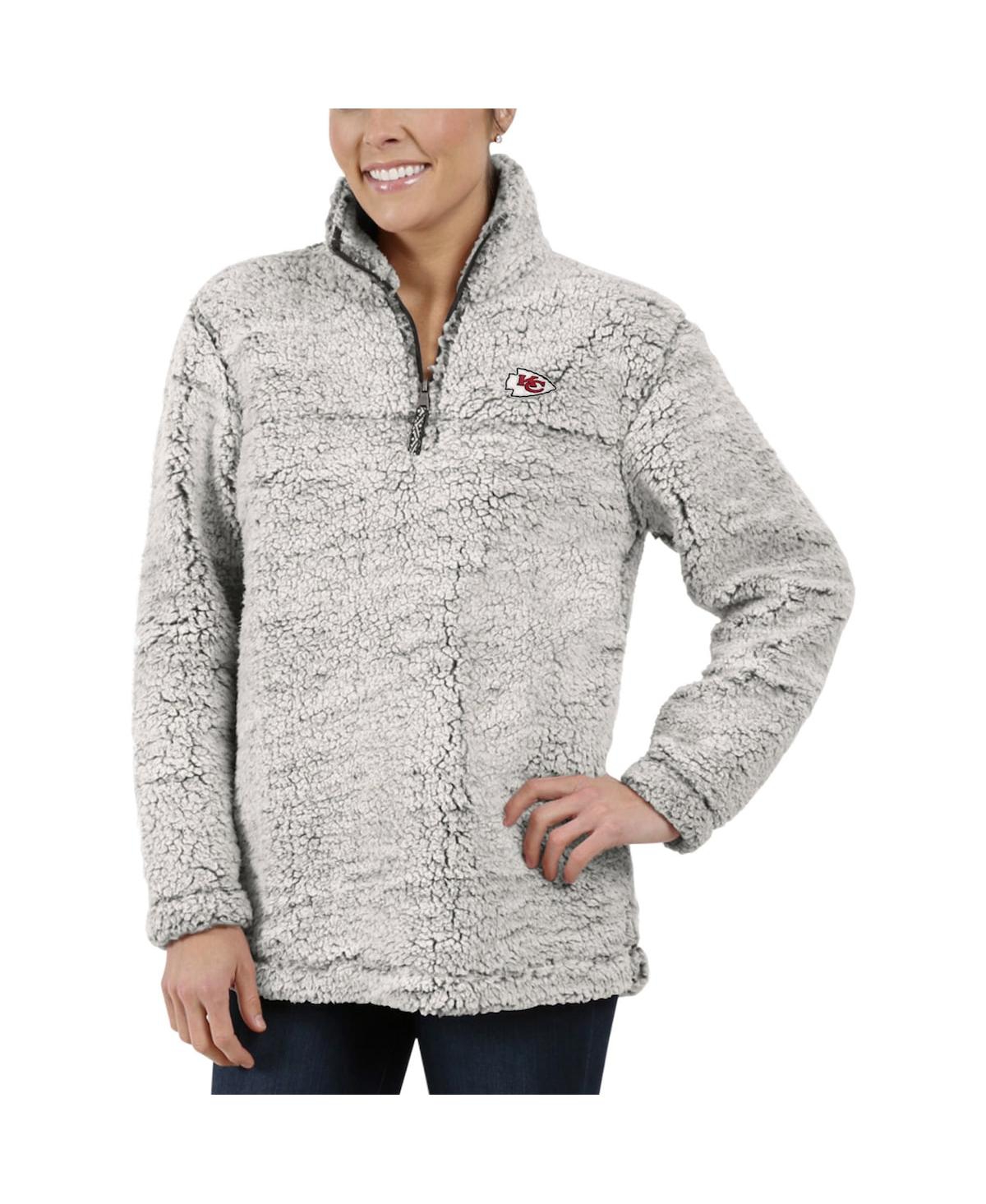 G-iii 4her By Carl Banks Gray Kansas City Chiefs Sherpa Quarter-zip Pullover Jacket In Gray