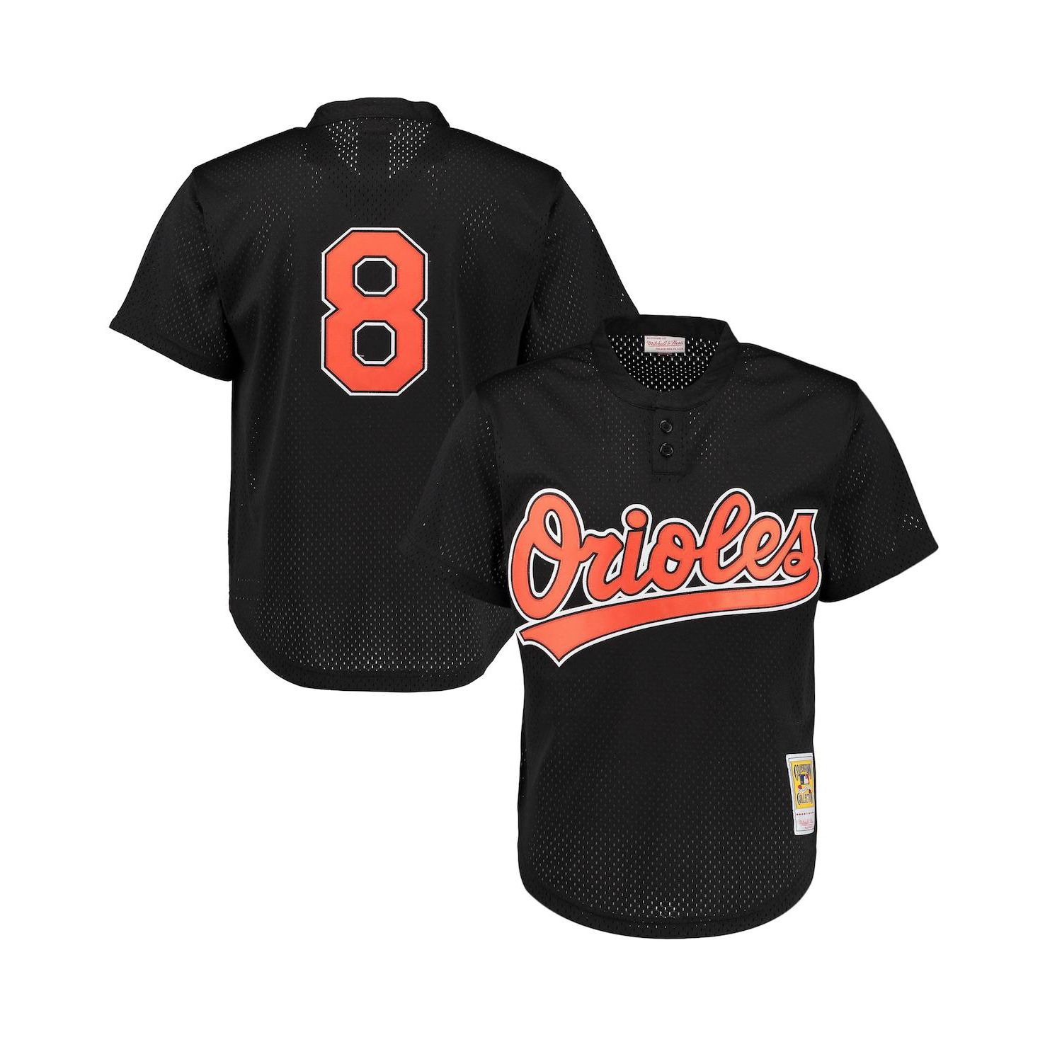 Men's Cal Ripken Jr. Black Baltimore Orioles Cooperstown Mesh Batting Practice Jersey