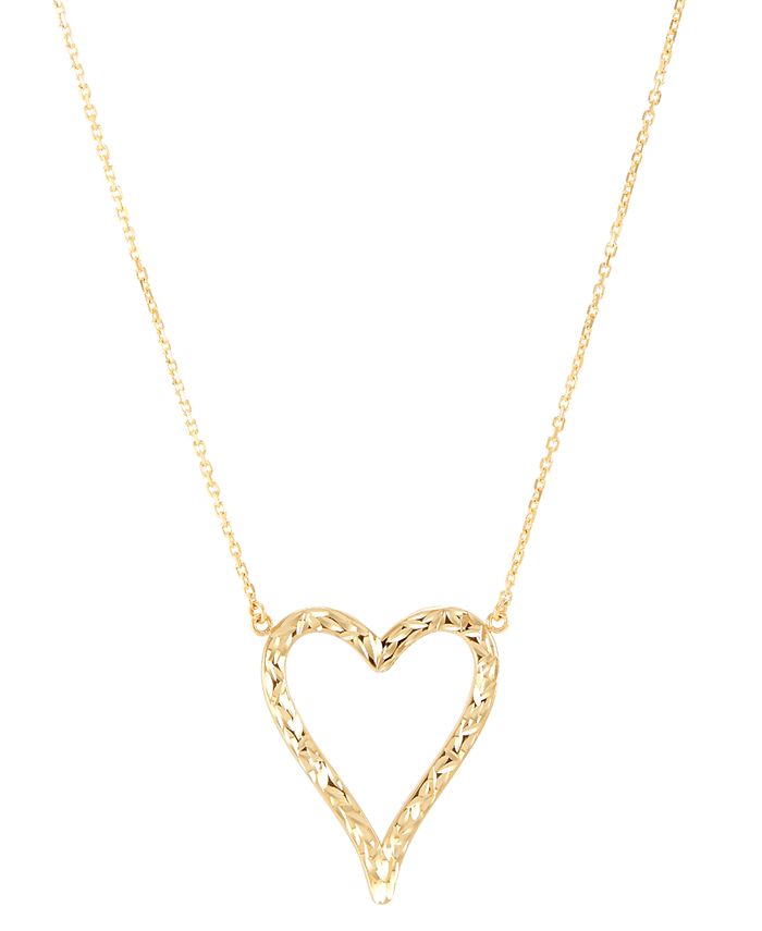 Macy s Textured Open Heart Pendant Necklace in 10k Gold 16