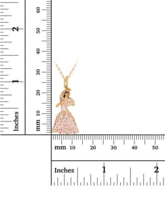 Enamel Flamenco Dancer 18" Pendant Necklace in 14k Gold