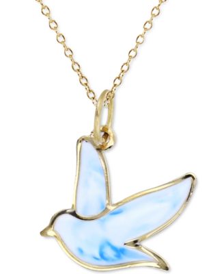 Macy's - Enamel Dove 18" Pendant Necklace in 14k Gold