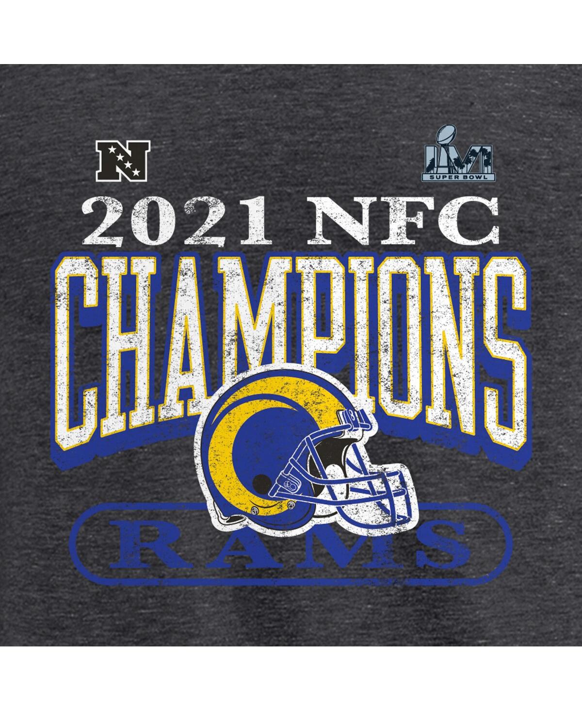 Women's FanaticsLos Angeles Rams Super Bowl Lvi Bound Classic Play Stripe 3/4-Sleeve Scoop Neck T-shirt - Heathered Charcoal