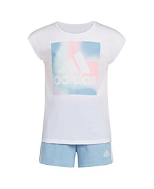 Toddler Girls French Terry Shorts and Printed T-shirt, 2 Piece Set
