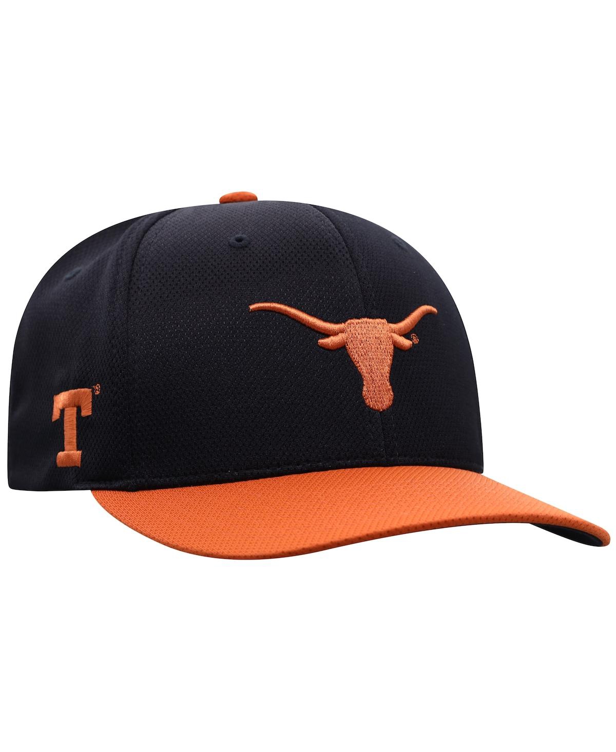 Men's Top of The World Black, Texas Orange Texas Longhorns Two-Tone Reflex Hybrid Tech Flex Hat - Black, Texas Orange