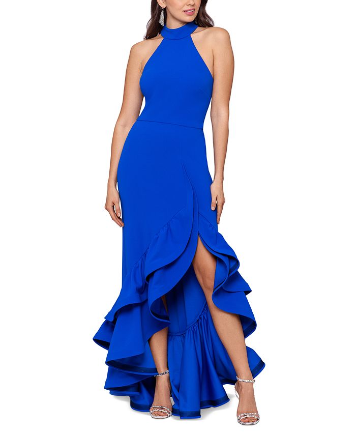 Betsy & Adam Ruffled High-Low Gown - Macy's
