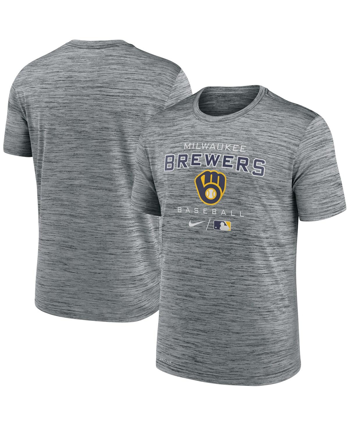 Men's Nike Anthracite Milwaukee Brewers Authentic Collection Velocity Practice Space-Dye Performance T-shirt