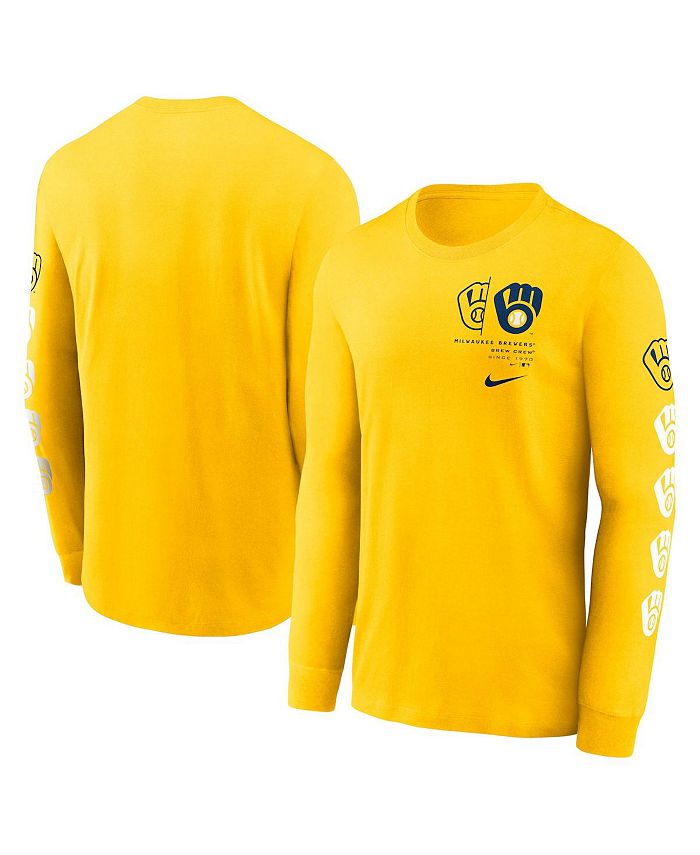 Nike Men's Gold-Tone Milwaukee Brewers Team Slider Tri-Blend Long Sleeve T- shirt - Macy's