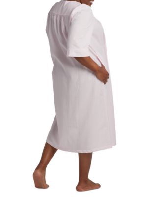 Plus Size Long Zipper Seersucker Robe