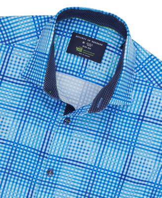 Men's Slim Fit Non-Iron Check-Print Performance Stretch Dress Shirt