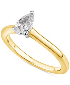 Diamond Pear Solitaire Engagement Ring (1/2 ct. t.w.) in 14k White Gold or 14k Gold and White Gold