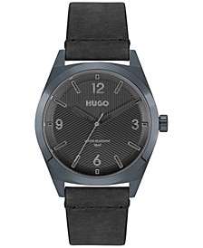 Make Men's Grey Leather Strap Watch 42mm