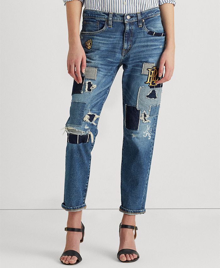 Lauren Ralph Lauren Rolled Cuff Patchwork Jeans & Reviews - Jeans - Women -  Macy's