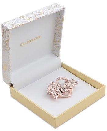 Charter Club - Rose Gold-Tone Crystal Mom Heart Pin