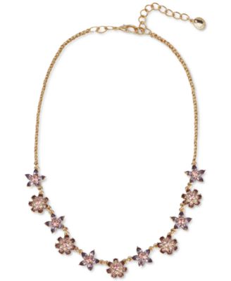 Charter Club - Gold-Tone Mixed Stone Flower Statement Necklace, 17" + 2" extender