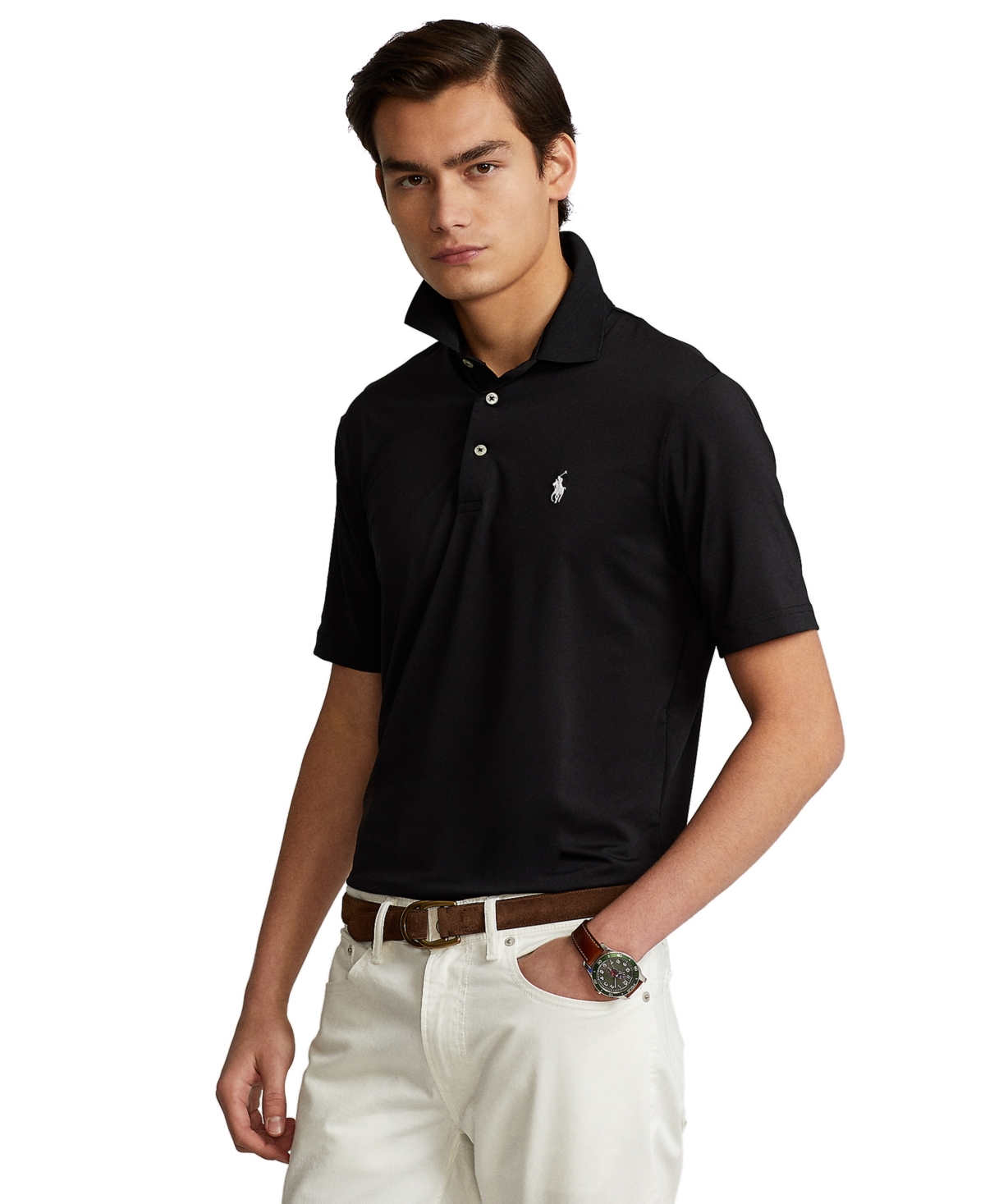 Polo Ralph Lauren Stretch-cotton Performance Tailored Polo Shirt In White