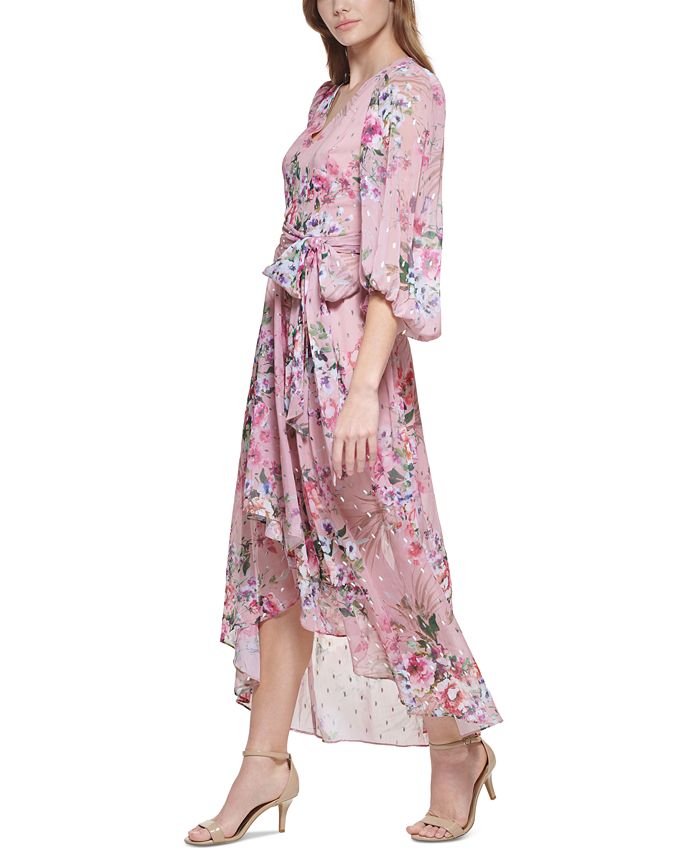 Eliza J Floral-Print Belted Dress - Macy's