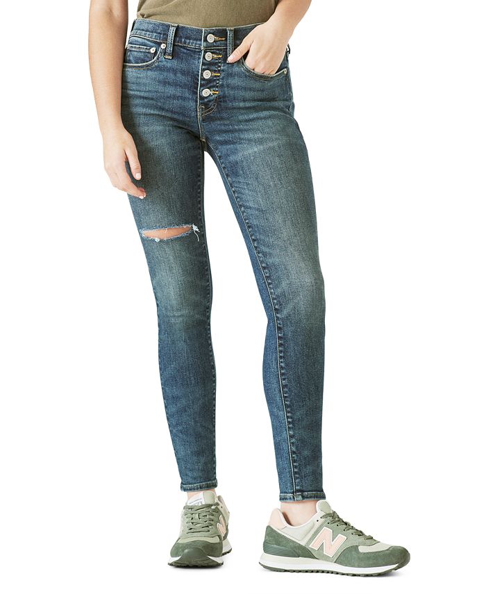 Lucky Brand Ava Mid Rise 5-Pocket Distressed Stretch Denim Skinny Leg Ankle  Jeans