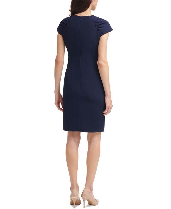 Calvin Klein Petite Gathered Cap-Sleeve Sheath Dress - Macy's
